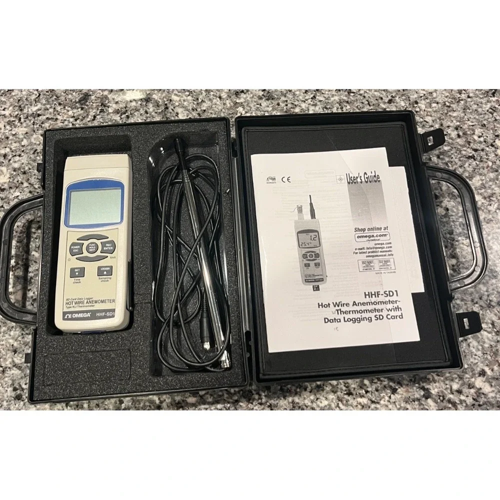 Omega HHF-SD1 Hot Wire Anemometer Thermometer SD Card Data Logger HVAC Tool